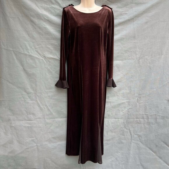 SAG HARBOR Brown Velour Size 10 Dress Medieval 90's y2k Renaissance Faire Midi - Picture 1 of 7
